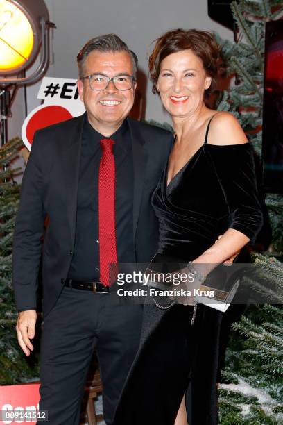 Fashion designer Eva Lutz and Reinhard Maetzler attend the Ein Herz Fuer Kinder Gala reception at Studio Berlin Adlershof on December 9, 2017 in...