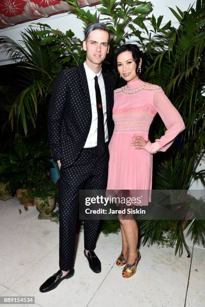 Founder at Artsy Carter Cleveland and Actress Wendi Deng Murdoch attend the Gucci X Artsy dinner at Faena Hotel on December 6, 2017 in Miami Beach,...