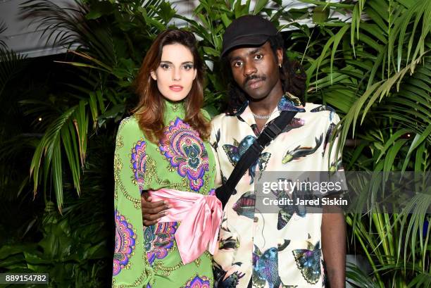 Ana Kras and Devonte Hynes attend the Gucci X Artsy dinner at Faena Hotel on December 6, 2017 in Miami Beach, Florida.