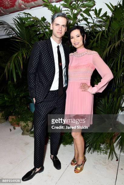 Founder at Artsy Carter Cleveland and Actress Wendi Deng Murdoch attend the Gucci X Artsy dinner at Faena Hotel on December 6, 2017 in Miami Beach,...