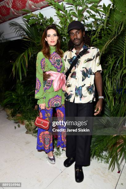 Ana Kras and Devonte Hynes attend the Gucci X Artsy dinner at Faena Hotel on December 6, 2017 in Miami Beach, Florida.