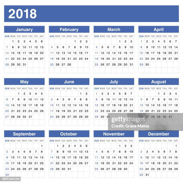 calendar 2018 - vector - july 2018 calendar stock illustrations