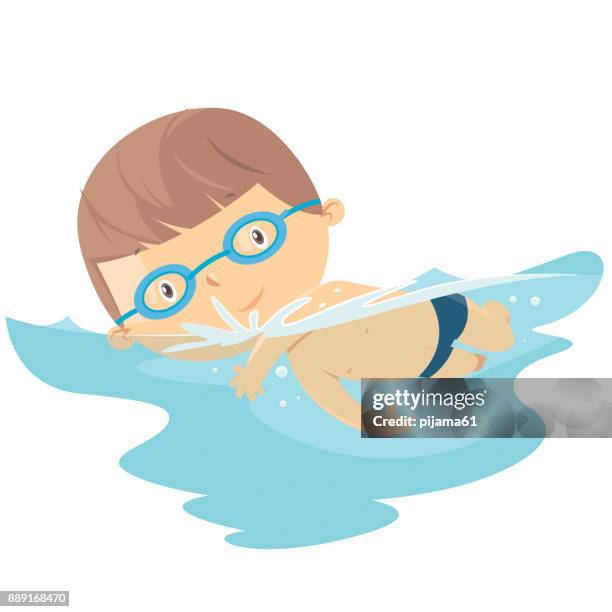 kind schwimmen - aquatic sport stock-grafiken, -clipart, -cartoons und -symbole