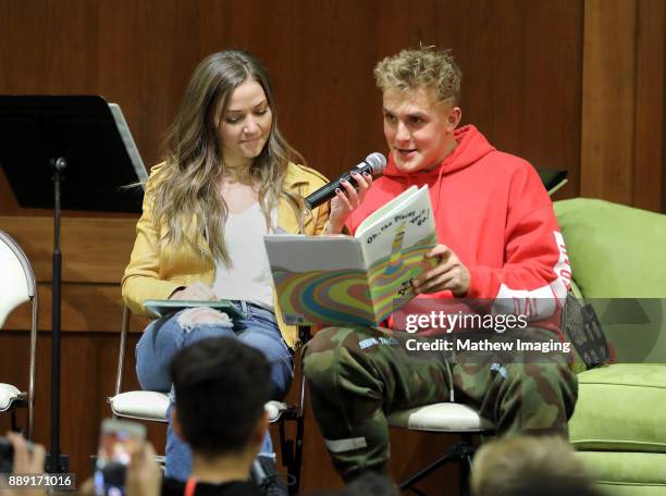 YouTube Personality Jake Paul and girlfriend Erika Costell attend the 4th Annual Solis Family Reading at the Calabasas Civic Center on December 6,...