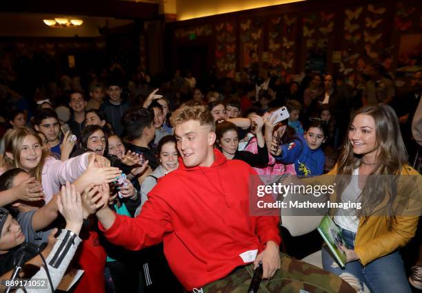 YouTube Personality Jake Paul and girlfriend Erika Costell attend the 4th Annual Solis Family Reading at the Calabasas Civic Center on December 6,...