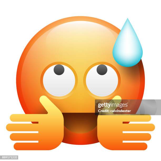 realistic emoji - sweating face stock illustrations