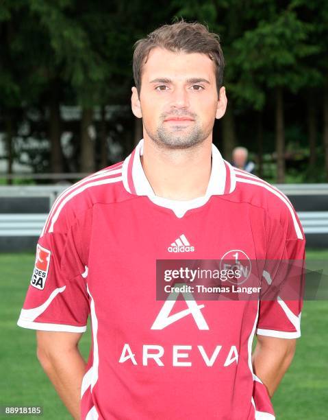 Albert Bunjaku poses during the 1. FC Nuernberg team presentation on July 8, 2009 in Nuremberg, Germany.