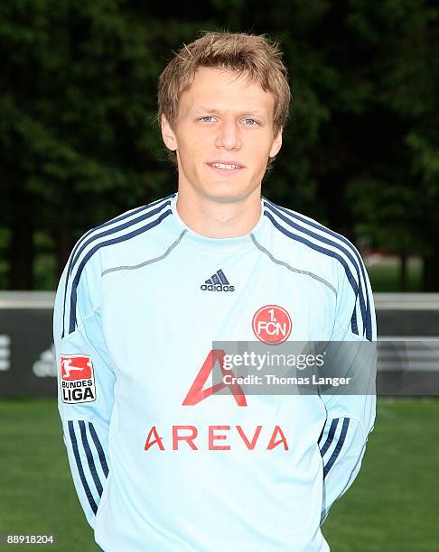 Alexander Stephan poses during the 1. FC Nuernberg team presentation on July 8, 2009 in Nuremberg, Germany.