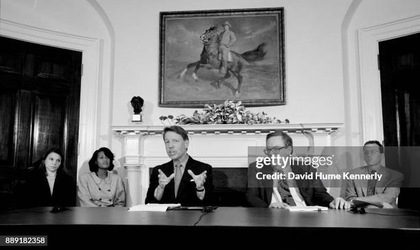 President Bill Clinton's lawyers at a press conference in the Roosevelt Room of the White House to discuss Special Prosecutor Kenneth Starr's...