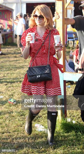 Nicola Roberts attends day three of the Glastonbury Festival at Worthy Farm on June 27, 2009 in Glastonbury, England.