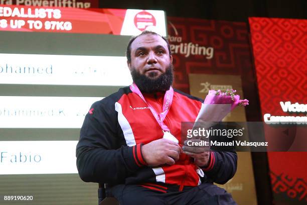 First Place, Mohamed Eldib of Egypt poses with his medal during the Men's Up to 97Kg Group A Category as part of the World Para Powerlifting...