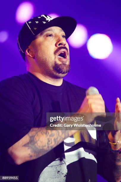 Real of Cypress Hill performs on stage on the first day of Eurockeennes Festival at Malsaucy on July 3, 2009 in Belfort, France.