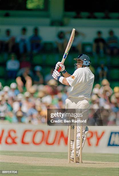 English cricketer Mark Ramprakash during the 5th Test between England and Australia at Perth, February 1995. He is pictured during his innings of 72.