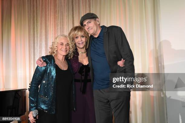 Singer-songwriter Carole King, Academy-Award Winning Actress Jane Fonda, and singer-songwriter James Taylor attend GCAPP "Eight Decades of Jane" in...