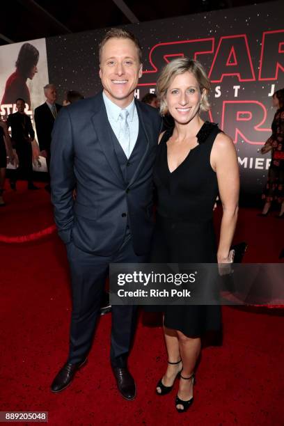 Alan Tudyk and Charissa Barton at Star Wars: The Last Jedi Premiere at The Shrine Auditorium on December 9, 2017 in Los Angeles, California.