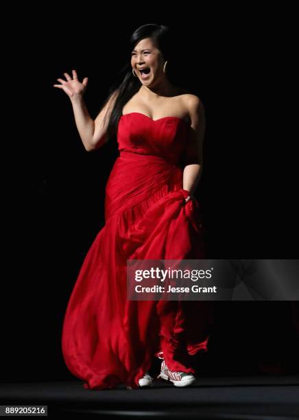 Actor Kelly Marie Tran at Star Wars: The Last Jedi Premiere at The Shrine Auditorium on December 9, 2017 in Los Angeles, California.