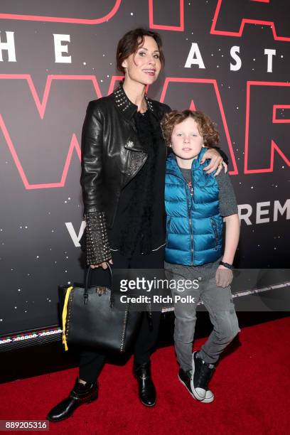 Minnie Driver and Henry Story Driver at Star Wars: The Last Jedi Premiere at The Shrine Auditorium on December 9, 2017 in Los Angeles, California.