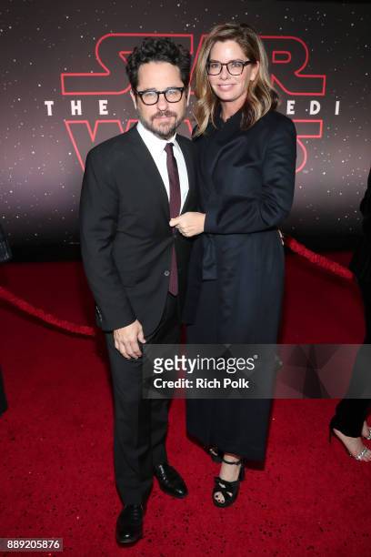 Executive producer J.J. Abrams and Katie McGrath at the world premiere of Lucasfilm's Star Wars: The Last Jedi at The Shrine Auditorium on December...