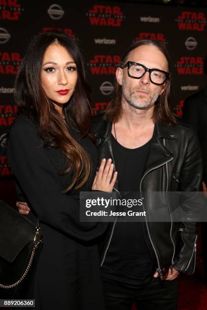 Dajana Roncione and Thom Yorke at the world premiere of Lucasfilm's Star Wars: The Last Jedi at The Shrine Auditorium on December 9, 2017 in Los...