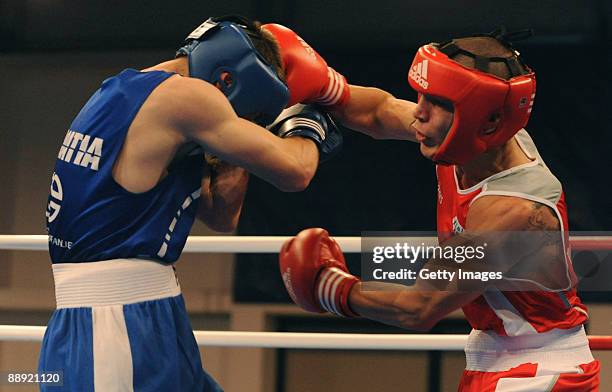 Domenico Valentino of Italy fights Filip Palic of Croatia during the Men's Light 60kg final on day 6 during the XVI Mediterranean Games at the Sports...