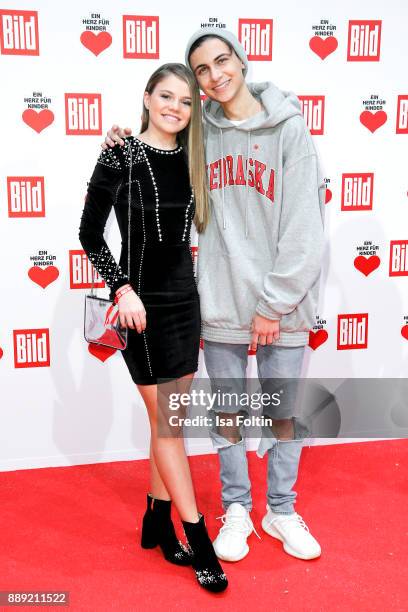 Youtube star Faye Montana and German singer Lukas Rieger attend the 'Ein Herz fuer Kinder Gala' at Studio Berlin Adlershof on December 9, 2017 in...