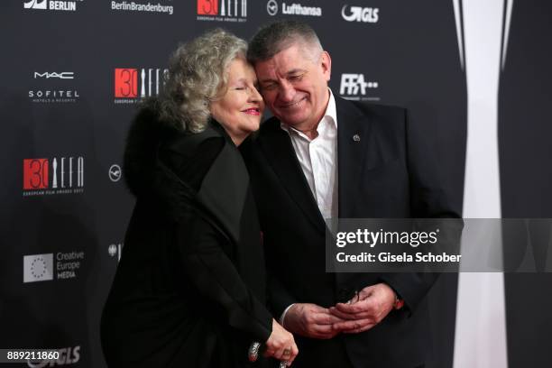 Hanna Schygulla and Aleksandr Sokurov during the 30th European Film Awards 2017 at 'Haus der Berliner Festspiele' on December 9, 2017 in Berlin,...