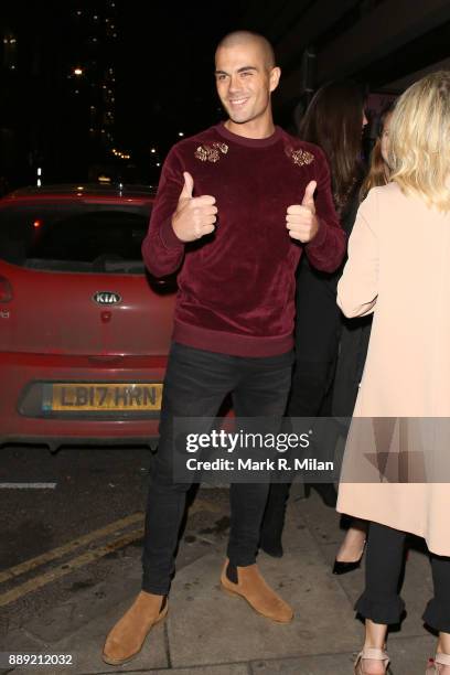 Max George at Bunga Bunga Covent Garden on December 9, 2017 in London, England.