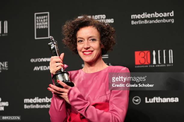 Maria Schrader with award during the 30th European Film Awards 2017 at 'Haus der Berliner Festspiele' on December 9, 2017 in Berlin, Germany. -