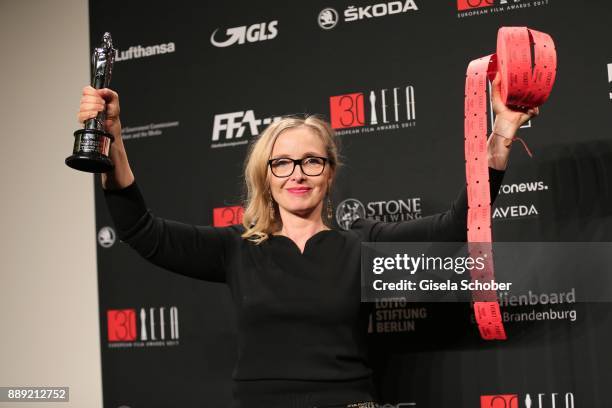 Julie Delpy with award during the 30th European Film Awards 2017 at 'Haus der Berliner Festspiele' on December 9, 2017 in Berlin, Germany.