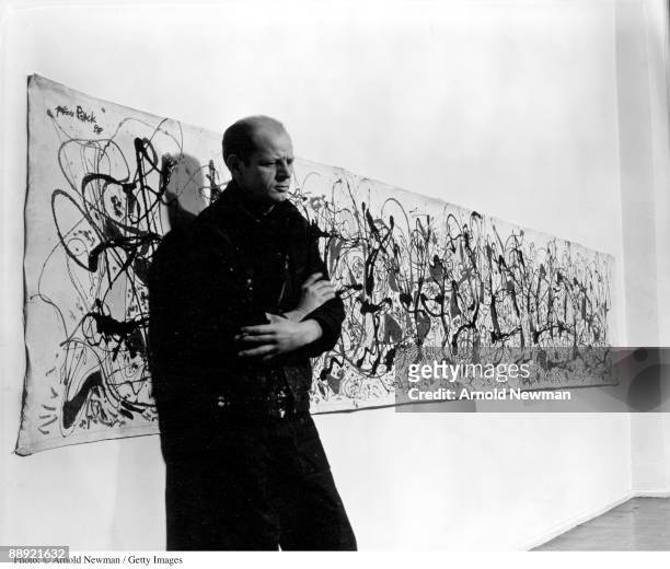 Portrait of American abstract expressionist painter Jackson Pollock in his studio, East Hampton, New York, January 3, 1949.