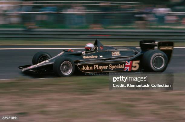 The Belgian Grand Prix; Zolder, May 21, 1978. Mario Andretti on his way to a win in the Lotus 79, taking another step toward his World Championship.