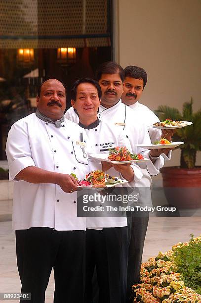 Executive Chef Ravitej Nath with Chef Manav Sharma, Chef AS Qureshi and Chef Lam Kwai Tong in New Delhi, India