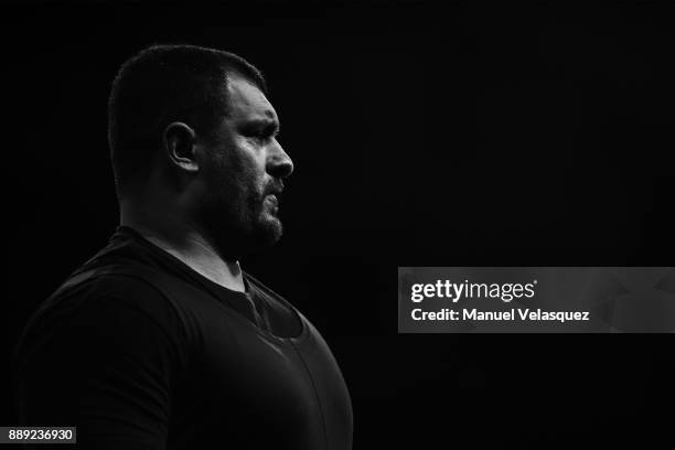 Jamil Elshebli of Jordan gestures during the Men's Over to 107 Kg Group A Category as part of the World Para Powerlifting Championship Mexico 2016 at...