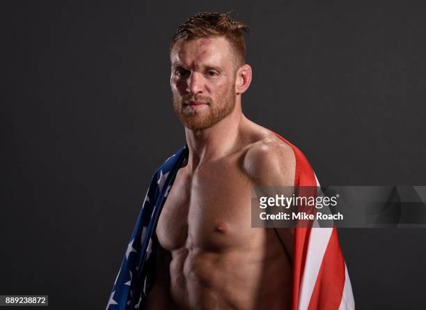 Scott Holtzman poses for a post fight portrait backstage during the UFC Fight Night event inside Save Mart Center on December 9, 2017 in Fresno,...