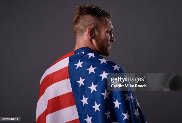 Scott Holtzman poses for a post fight portrait backstage during the UFC Fight Night event inside Save Mart Center on December 9, 2017 in Fresno,...