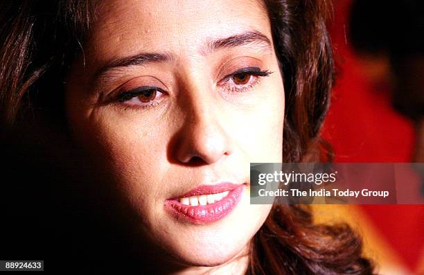 Bollywood actress Manisha Koirala at artist Raghu Vyas' painting exhibition at The Oberoi, New Delhi.