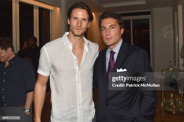 David Florin and Fabian Basabe attend the Galerie Gmurzynska Dinner in Honor of Jean Pigozzi at the Penthouse at the Faena Hotel Miami Beach on...