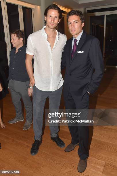David Florin and Fabian Basabe attend the Galerie Gmurzynska Dinner in Honor of Jean Pigozzi at the Penthouse at the Faena Hotel Miami Beach on...