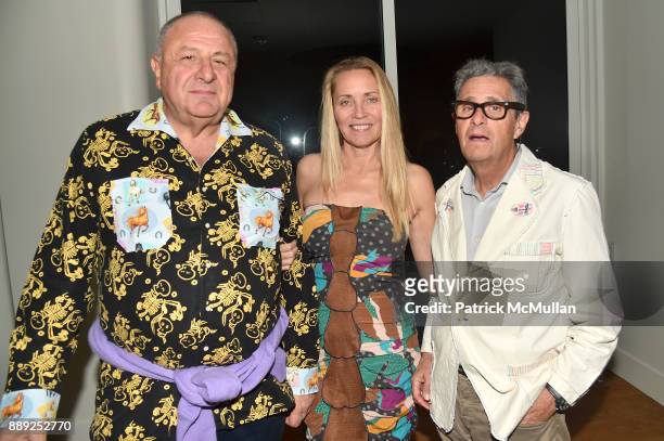 Jean Pigozzi, Suzanne Oostdyk and Jackie Jag attend the Galerie Gmurzynska Dinner in Honor of Jean Pigozzi at the Penthouse at the Faena Hotel Miami...