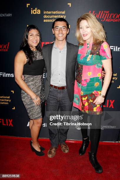 Jannat Gaugi , Jeff Orlowski and Ondi Timoner at the 33rd Annual IDA Documentary Awards at Paramount Theatre on December 9, 2017 in Los Angeles,...