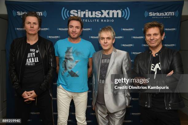 Duran Duran poses backstage for SiriusXM At The Faena Theater In Miami Beach During Art Basel on December 9, 2017 in Miami Beach, Florida.