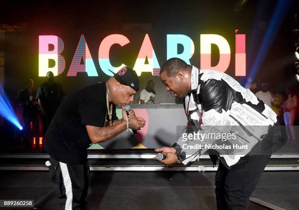 Spliff Star and Busta Rhymes perform onstage during BACARDI, Swizz Beatz and The Dean Collection bring NO COMMISSION back to Miami to celebrate...