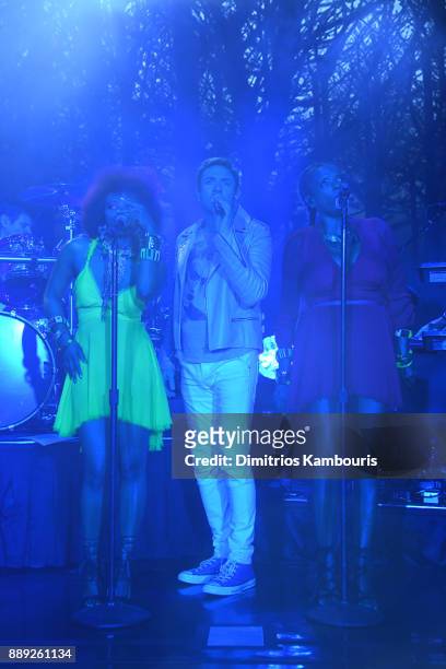 Simon Le Bon of Duran Duran performs live for SiriusXM at The Faena Theater in Miami Beach during Art Basel on December 9, 2017 in Miami Beach,...