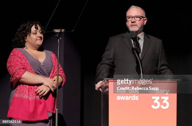 Marjan Safinia and Simon Kilmurry onstage at the 33rd Annual IDA Documentary Awards at Paramount Theatre on December 9, 2017 in Los Angeles,...