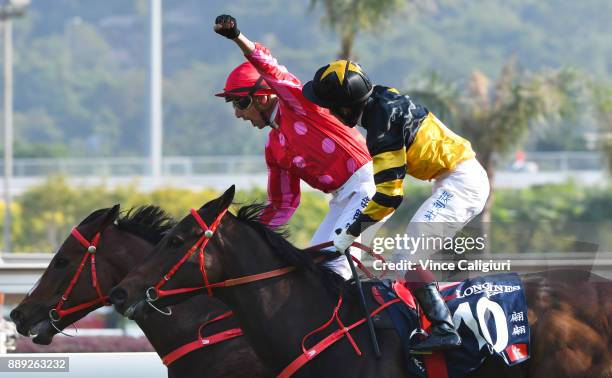 Nash Rawiller riding Mr Stunning winning Race 5, The Longines Hong Kong Sprint during Longines Hong Kong International Race Day at Sha Tin Racecourse...