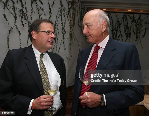 Hyatt's Genetal Manager, Roger Lienhard with Ambrogio Folonari of the Italian winery at Italian Wine Evening party hosted by Naresh Uttamchandani who...