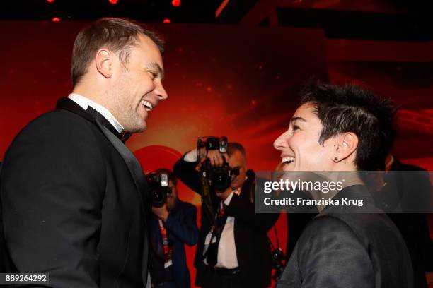 Dunja Hayali and Manuel Neuer during the Ein Herz Fuer Kinder Gala show at Studio Berlin Adlershof on December 9, 2017 in Berlin, Germany.