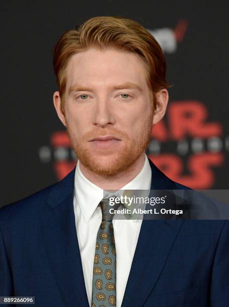 Actor Domhnall Gleeson arrives for the Premiere Of Disney Pictures And Lucasfilm's "Star Wars: The Last Jedi" held at The Shrine Auditorium on...