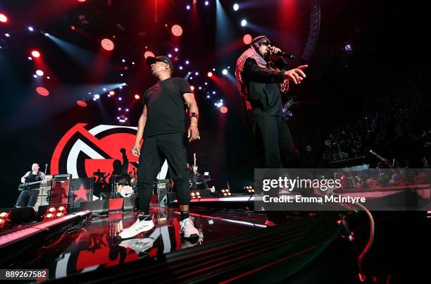 Chuck D and B-Real of Prophets of Rage perform onstage at KROQ Almost Acoustic Christmas 2017 at The Forum on December 9, 2017 in Inglewood,...