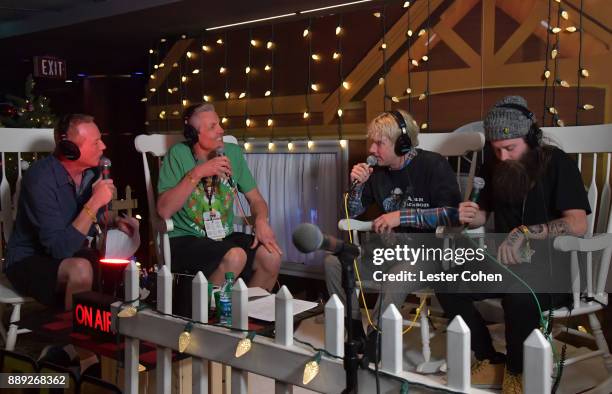 DJs Kevin Ryder, Gene 'Bean' Baxter interview Spencer Cross and Judah Akers of Judah & The Lion backstage during KROQ Almost Acoustic Christmas 2017...